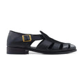 Noirtide Black Calf Leather & Suede Mens Sandal