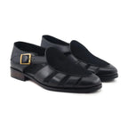 Noirtide Black Calf Leather & Suede Mens Sandal