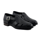 Noirtide Black Pebble Grain Leather Men’s Sandal