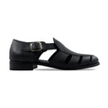 Noirtide Black Pebble Grain Leather Men’s Sandal