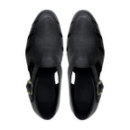 Noirtide Black Pebble Grain Leather Men’s Sandal