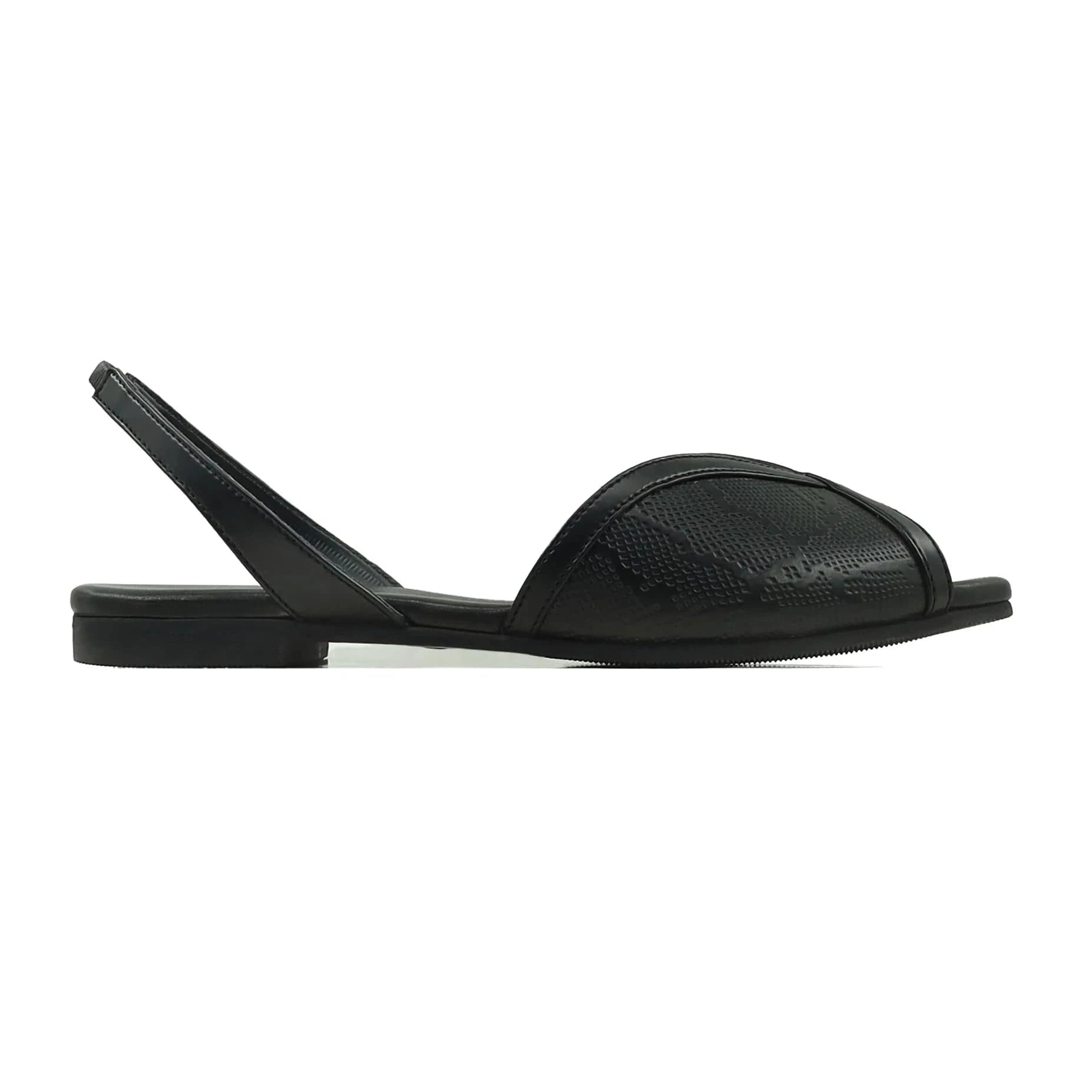 Noirtide Black Python Leather Sandal for Women