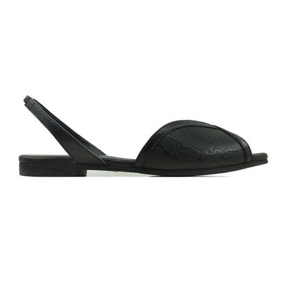 Noirtide Black Python Leather Sandal for Women