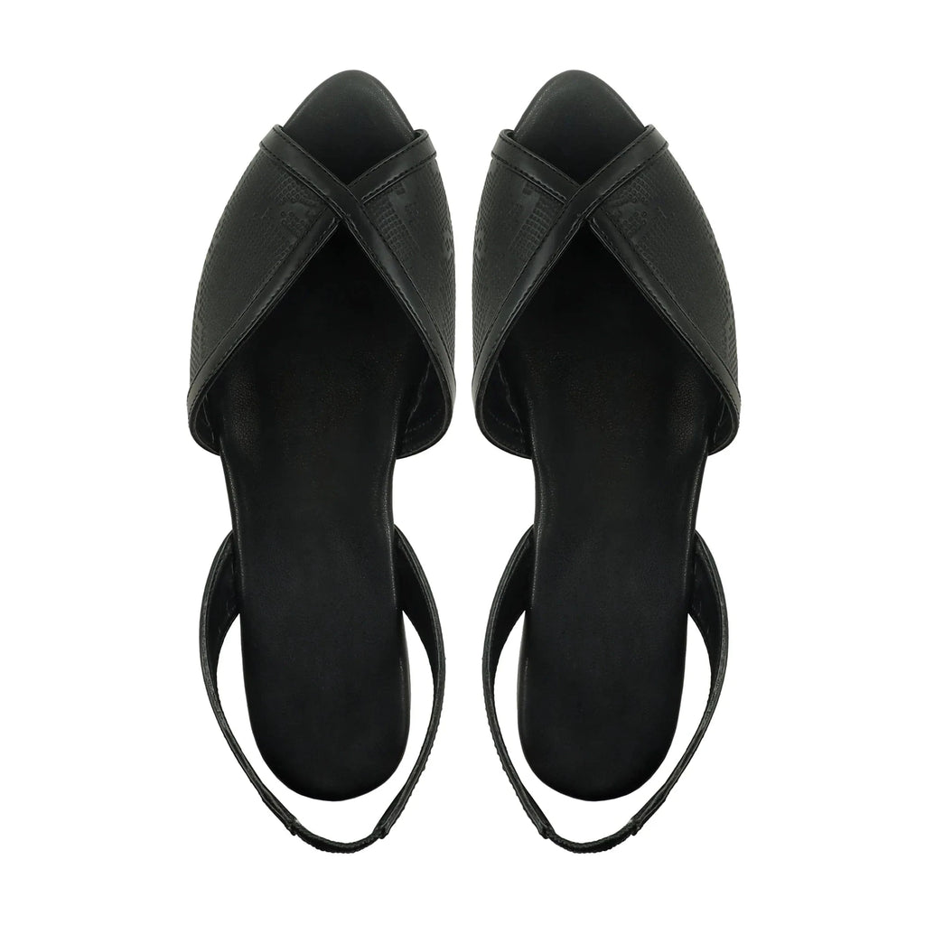 Noirtide Black Python Leather Sandal for Women