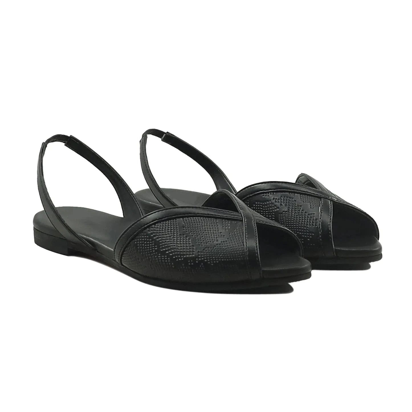 Noirtide Black Python Leather Sandal for Women