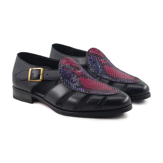 Noirtide Black & Rainbow Calf Leather Men Sandal