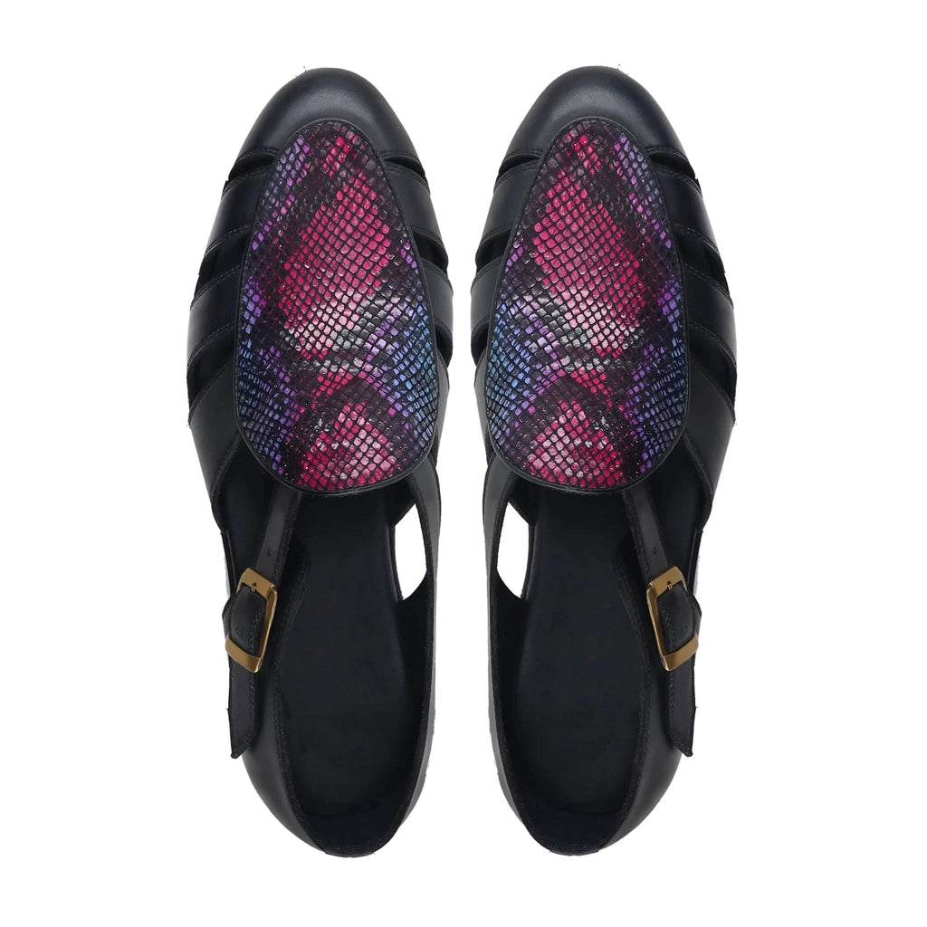 Noirtide Black & Rainbow Calf Leather Men Sandal