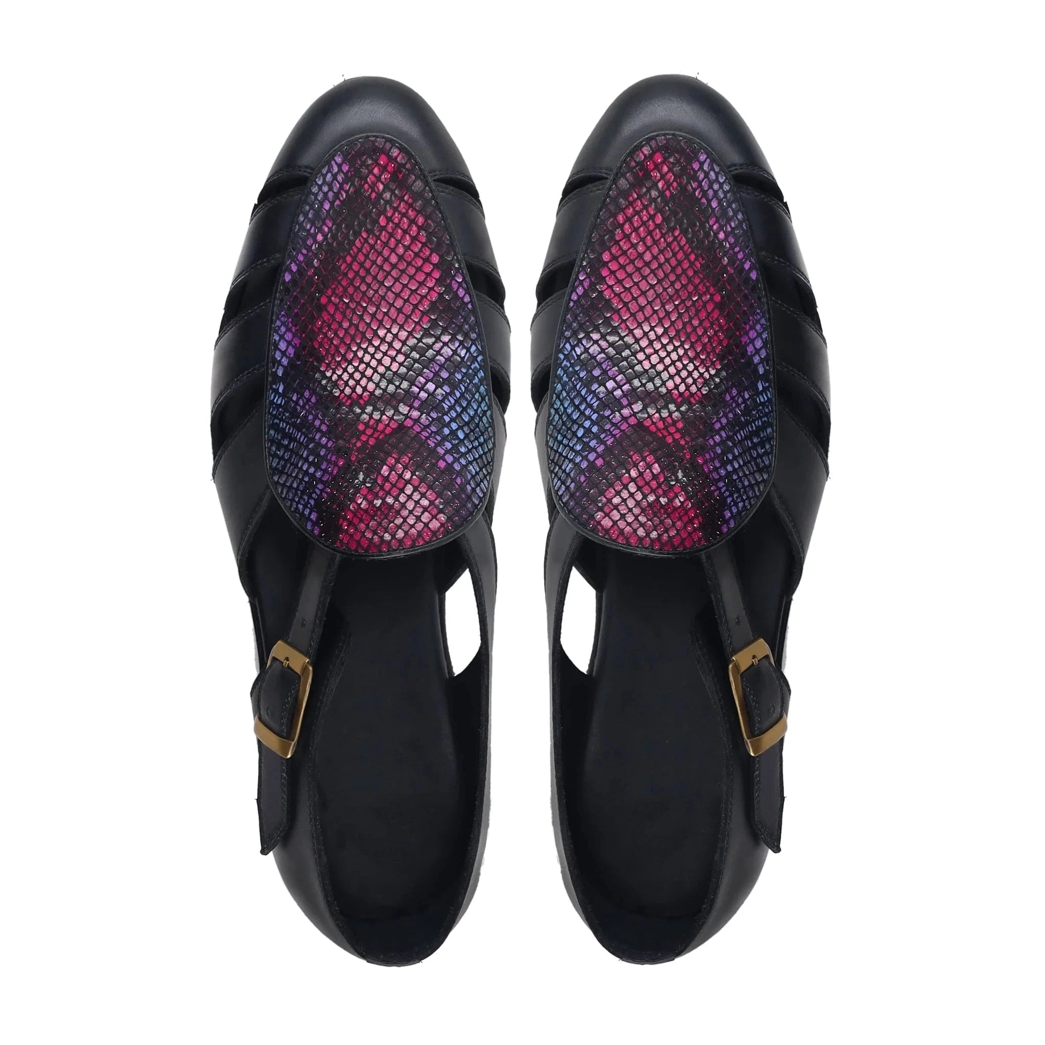 Noirtide Black & Rainbow Calf Leather Men Sandal