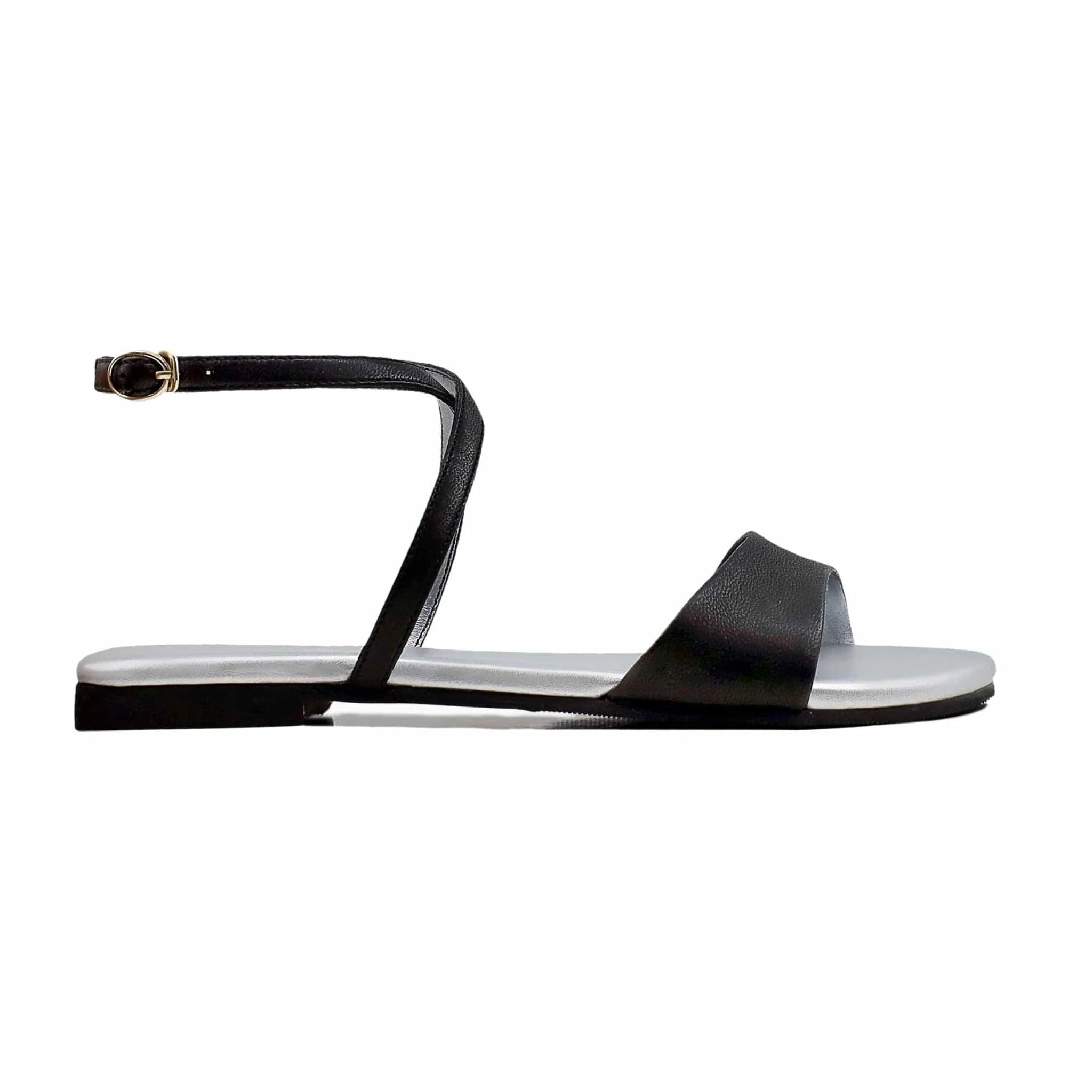 Noirtide Black Strapped Sandal For Women