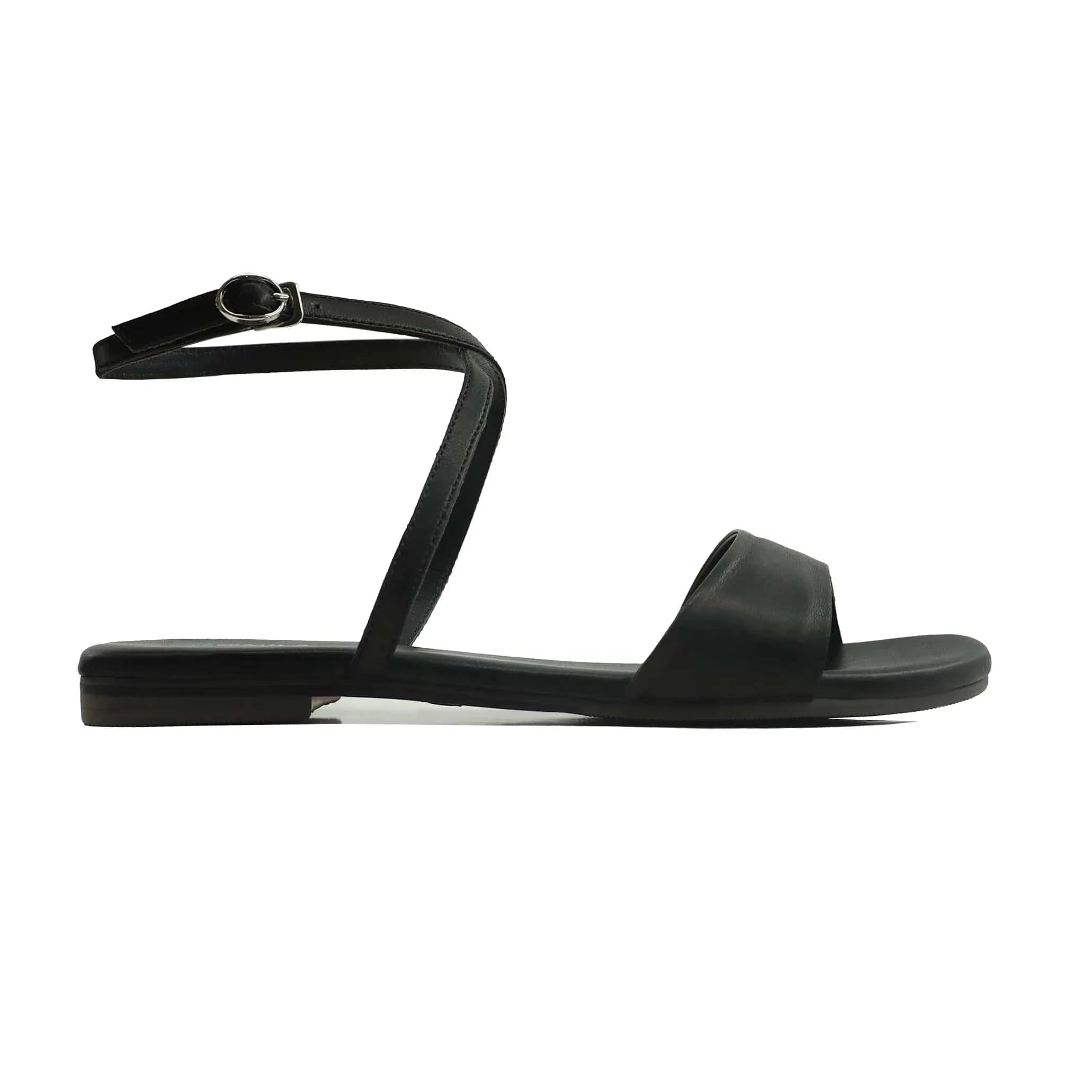 Noirtide Black Strapped Sandal For Women