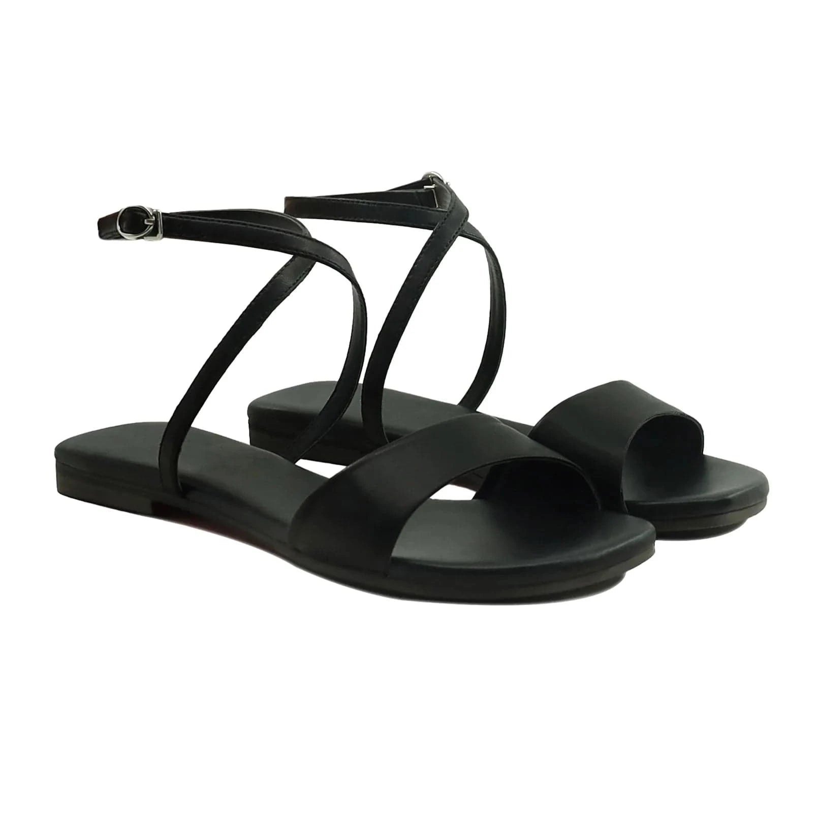 Noirtide Black Strapped Sandal For Women