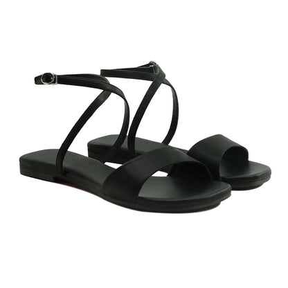Noirtide Black Strapped Sandal For Women