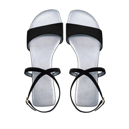 Noirtide Black Strapped Sandal For Women