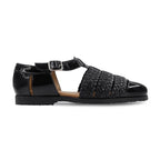 Noirtide Black Woven Calf & Patent Leather Men Sandal