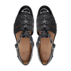Noirtide Black Woven Calf & Patent Leather Men Sandal