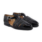 Noirtide Black Woven Calf & Patent Leather Men Sandal