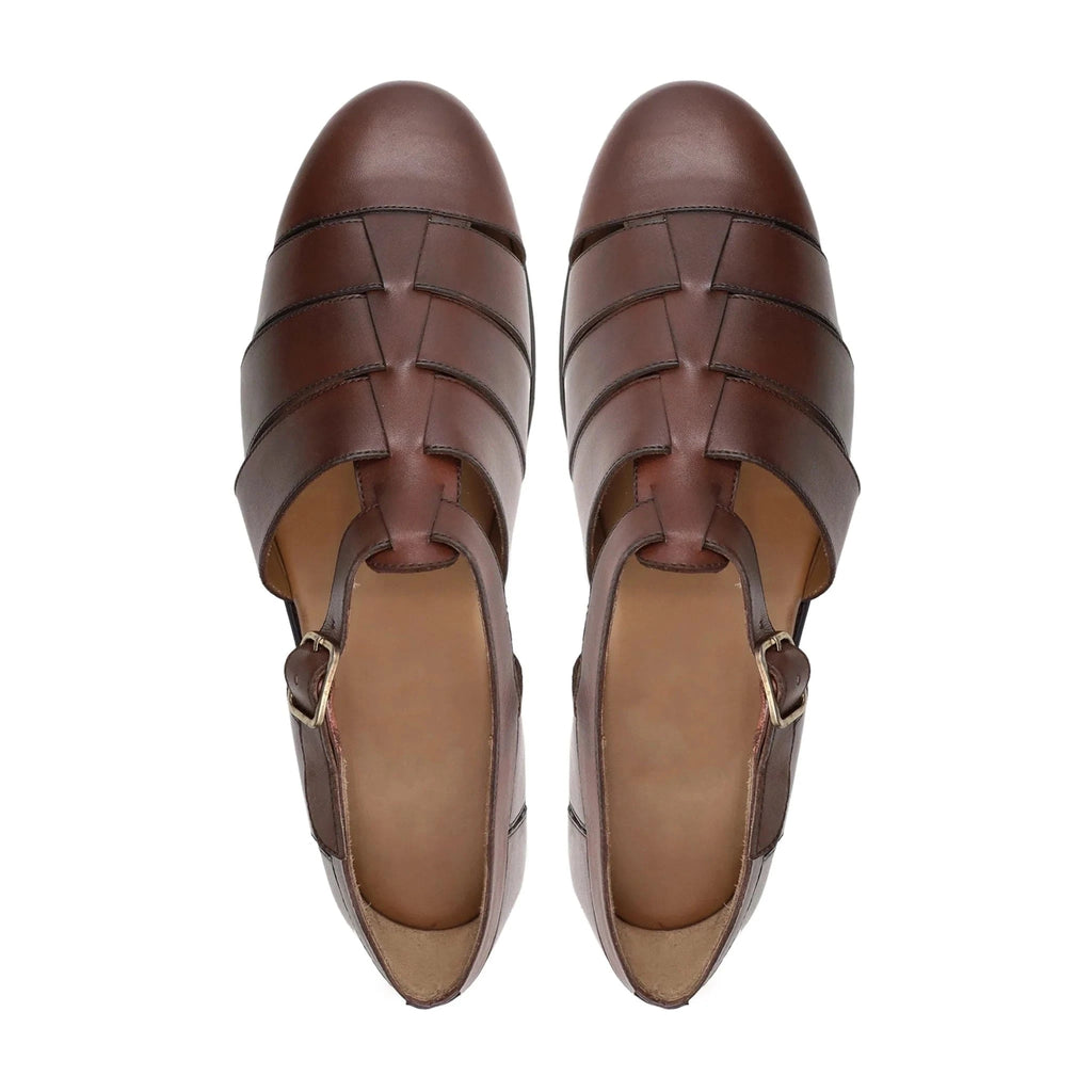 Noirtide Brown Calf Leather Men’s Sandal