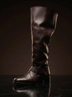 18th-century Brown Marlborough bucket top knee-high boots — handmade by NOIRTIDE