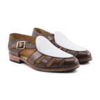 Noirtide Brown & White Leather Mens Sandal
