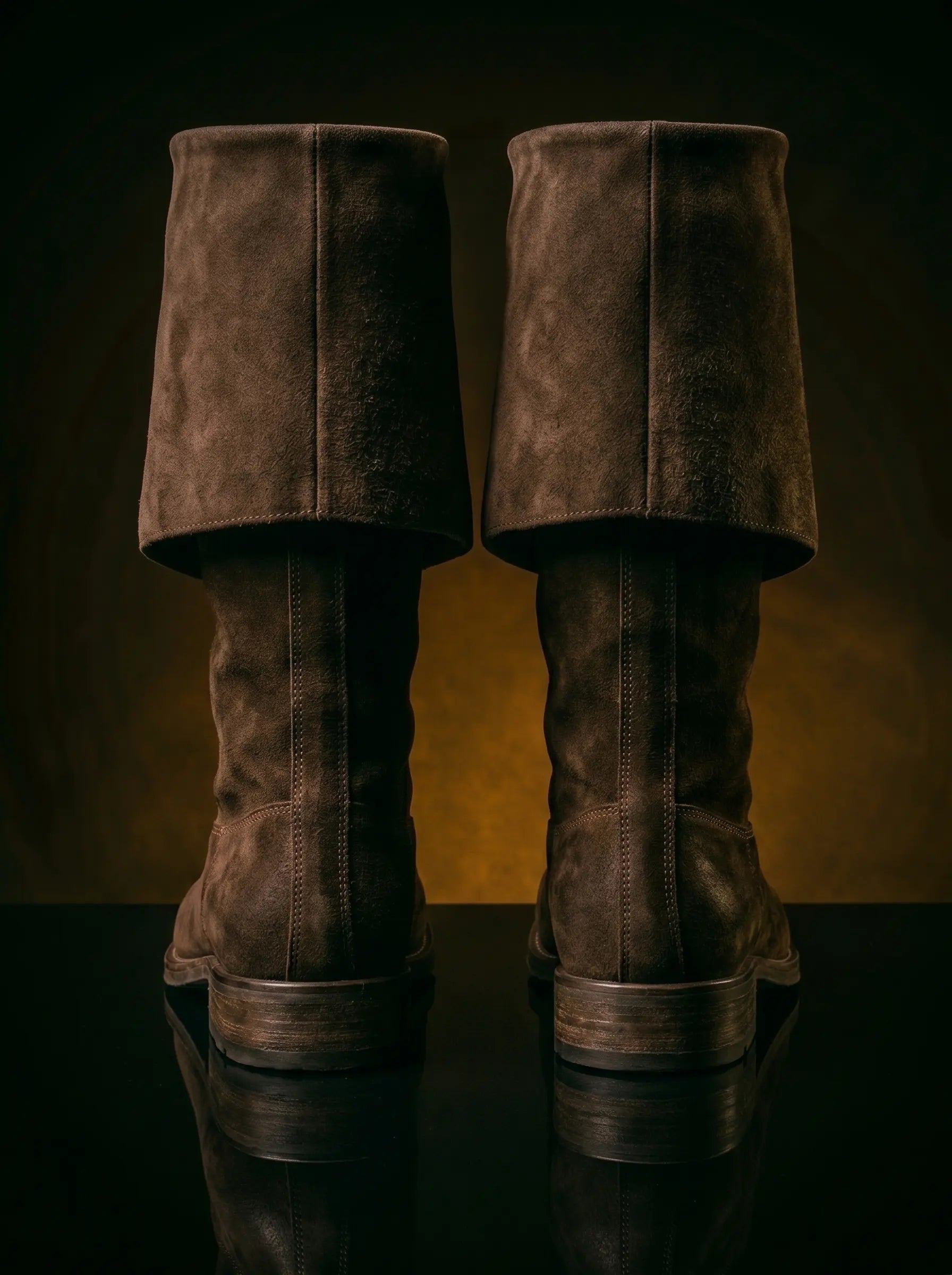 Back detail on handmade Jack Sparrow pirate cosplay boots