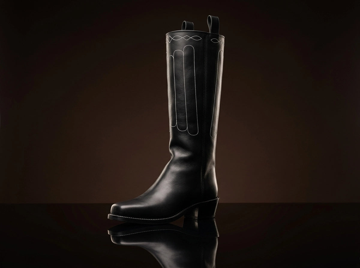 Civil War cathedral tall leather boots — handmade by NOIRTIDE