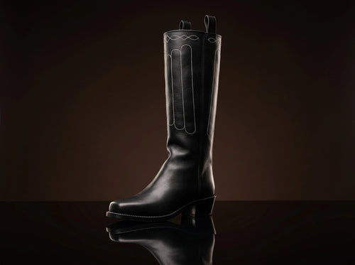 Civil War cathedral tall leather boots — handmade by NOIRTIDE