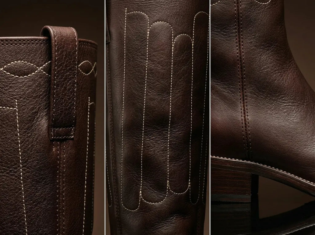 Cathedral cuff and tall shaft detail on Civil War boots by NOIRTIDE