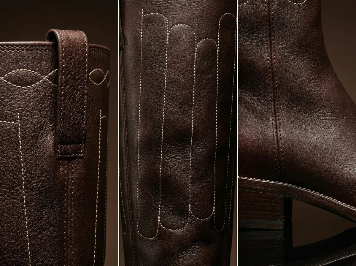 Cathedral cuff and tall shaft detail on Civil War boots by NOIRTIDE