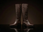Front view of NOIRTIDE handmade Civil War cathedral tall boots