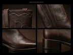 Full shaft detail on authentic Civil War cathedral tall leather boots