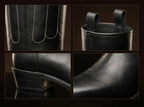 Full shaft detail on authentic Civil War cathedral tall leather boots