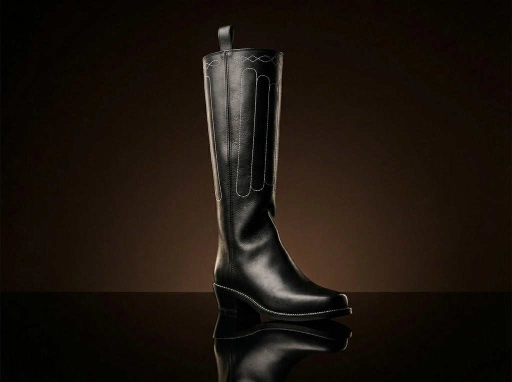 Civil War cathedral tall leather boots — handmade by NOIRTIDE