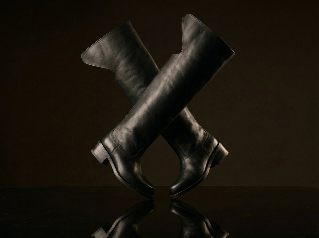 Toe and welt detail on authentic Civil War dragoon cavalry boots by NOIRTIDE