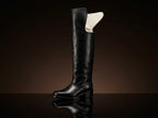 Tall shaft detail on Civil War cavalry dragoon leather boots