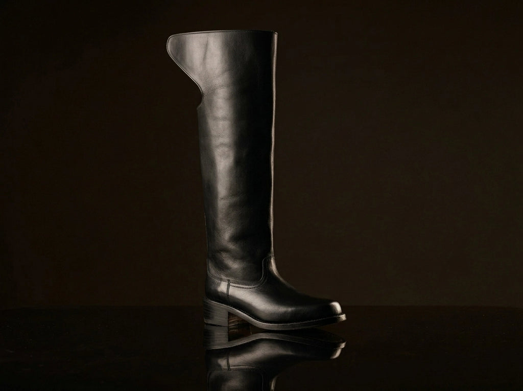 Civil War cavalry dragoon boots in leather — handmade by NOIRTIDE