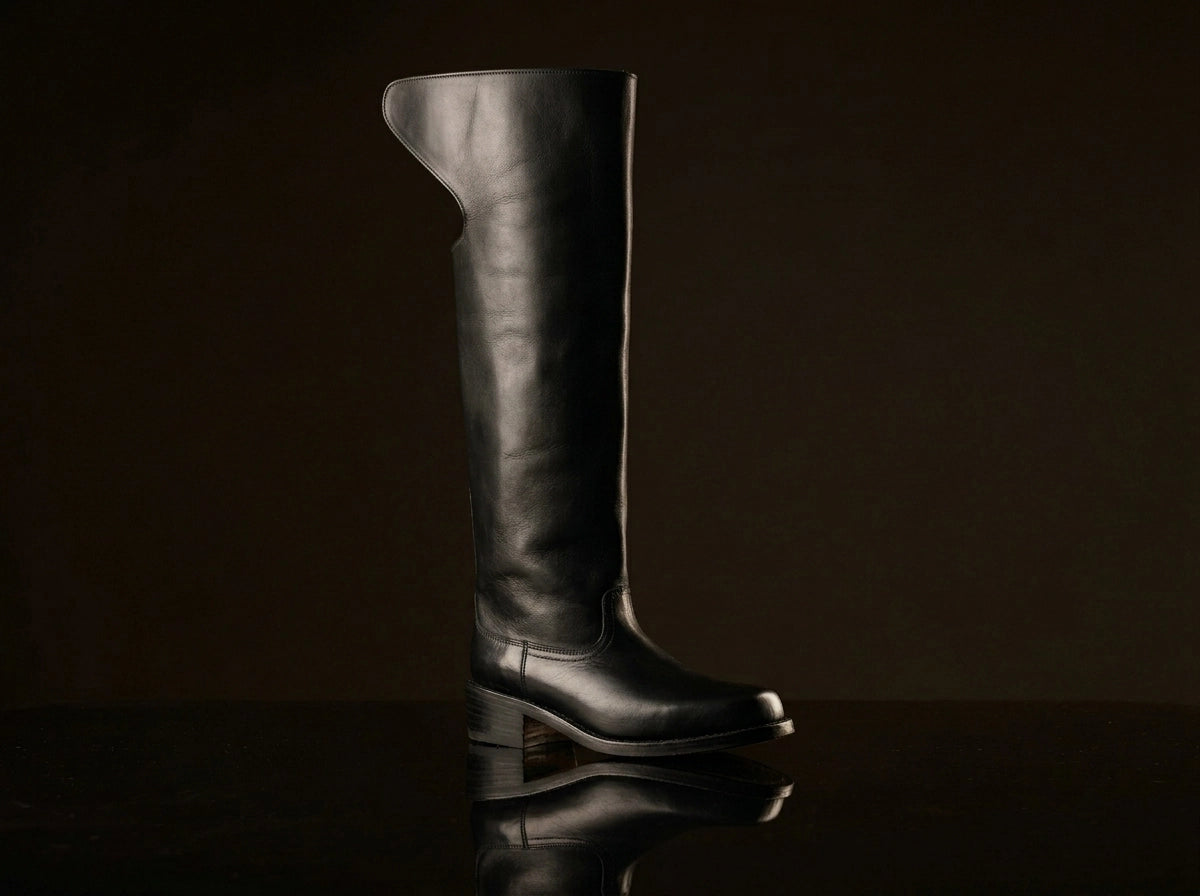 Civil War cavalry dragoon boots in leather — handmade by NOIRTIDE