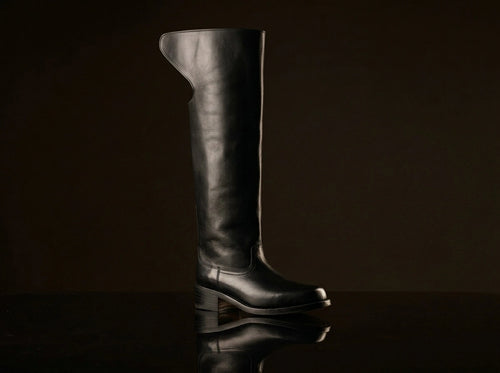 Civil War cavalry dragoon boots in leather — handmade by NOIRTIDE