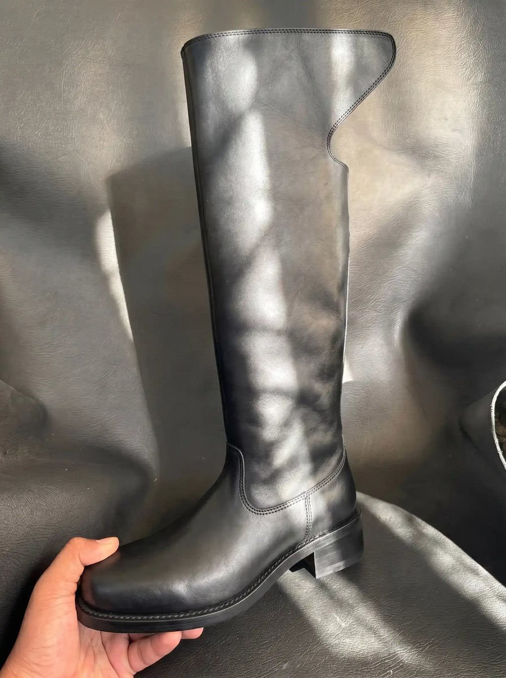 Civil War cavalry dragoon boots in leather — handmade by NOIRTIDE