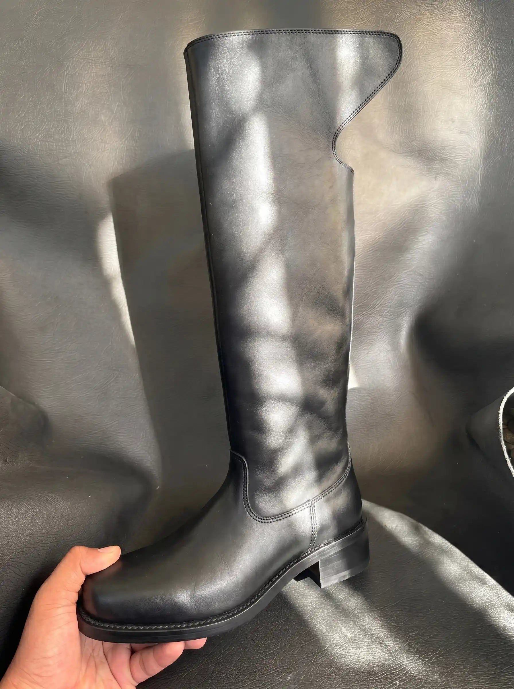 Civil War cavalry dragoon boots in leather — handmade by NOIRTIDE
