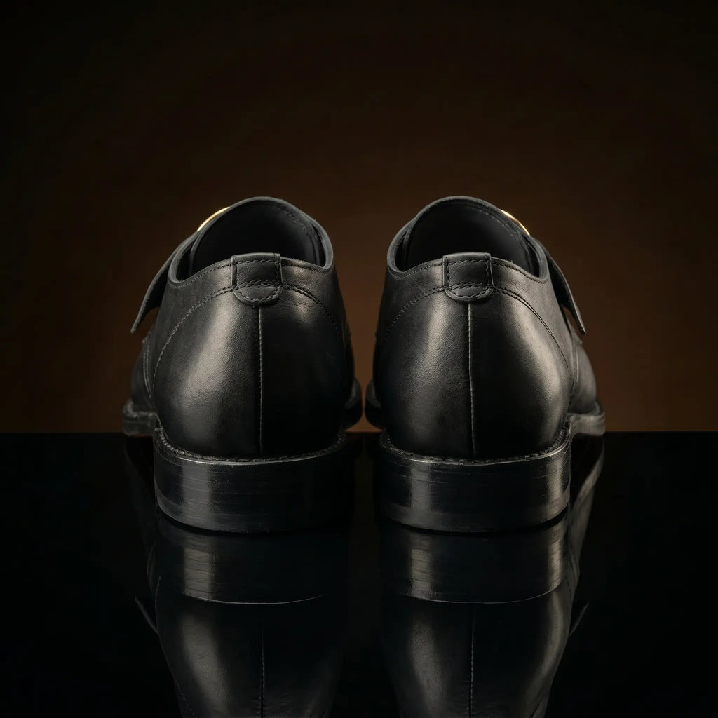 Sole detail on authentic colonial Puritan period shoes with round toe