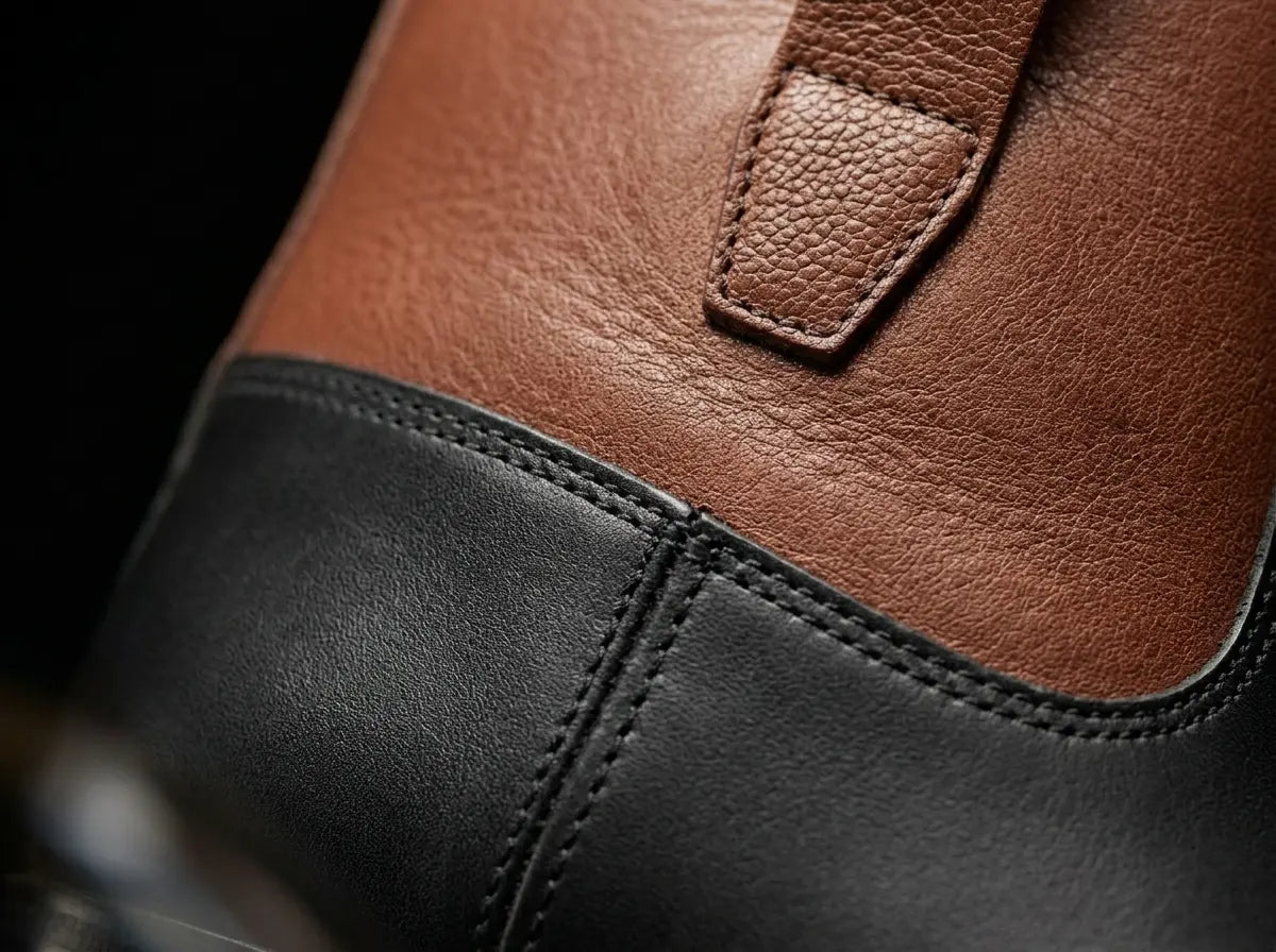 Premium leather texture on NOIRTIDE colonial Revolutionary War riding boots