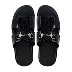 Noirtide Crocodile Patent Leather Horsebit Slipper For Men