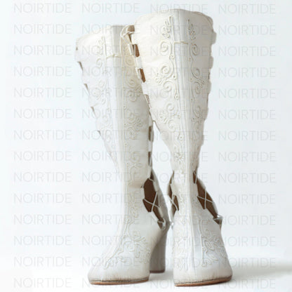 noirtide Custom-Made 60s & 70s Gogo Gladiator Embroidered Boots