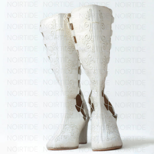 noirtide Custom-Made 60s & 70s Gogo Gladiator Embroidered Boots