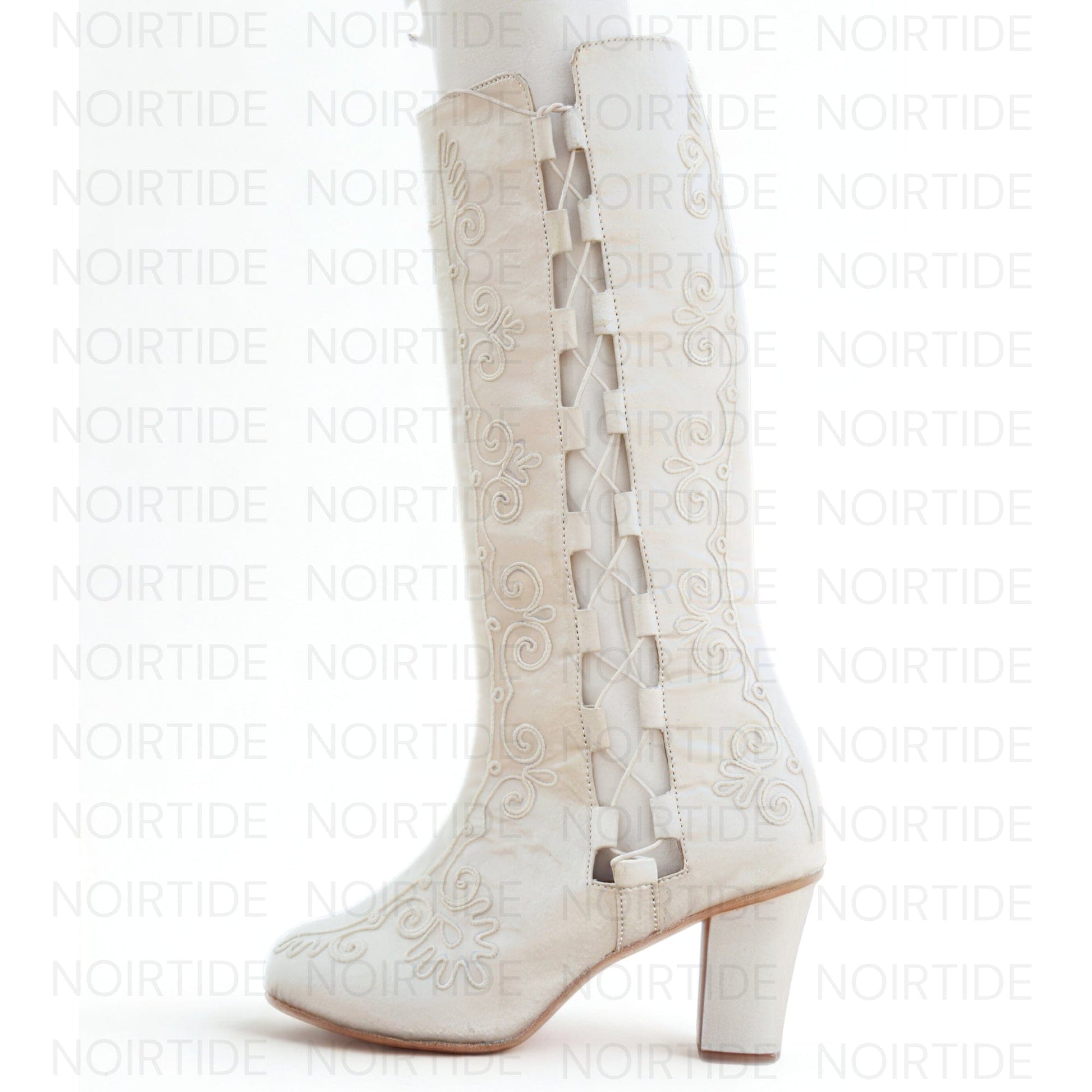 noirtide Custom-Made 60s & 70s Gogo Gladiator Embroidered Boots