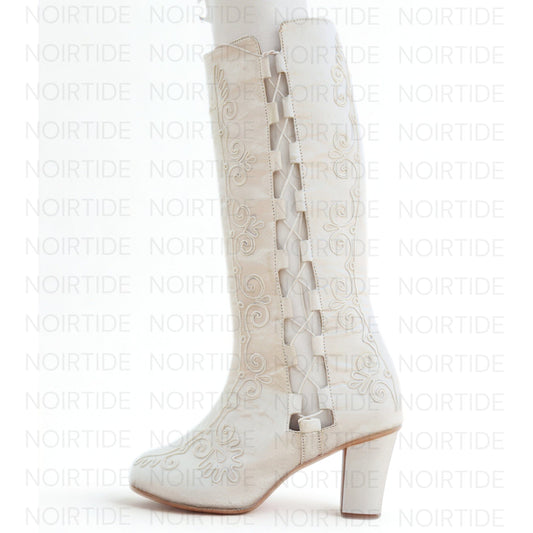 noirtide Custom-Made 60s & 70s Gogo Gladiator Embroidered Boots