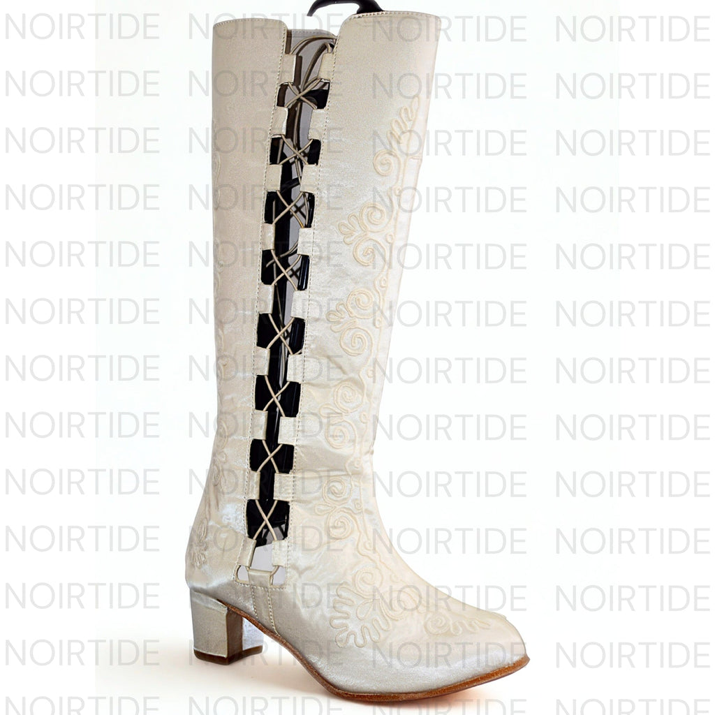 noirtide Custom-Made 60s & 70s Gogo Gladiator Embroidered Boots