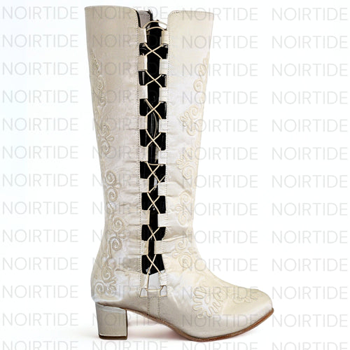 noirtide Custom-Made 60s & 70s Gogo Gladiator Embroidered Boots