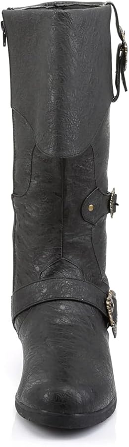 noirtide Custom-Made Brigand Boots, Pirate Boots, Octopus Buckle Zip Side Cuffed Knee High Boots