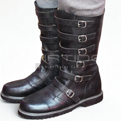 noirtide Custom-Made Multi-Buckle Knee High Renaissance Boots